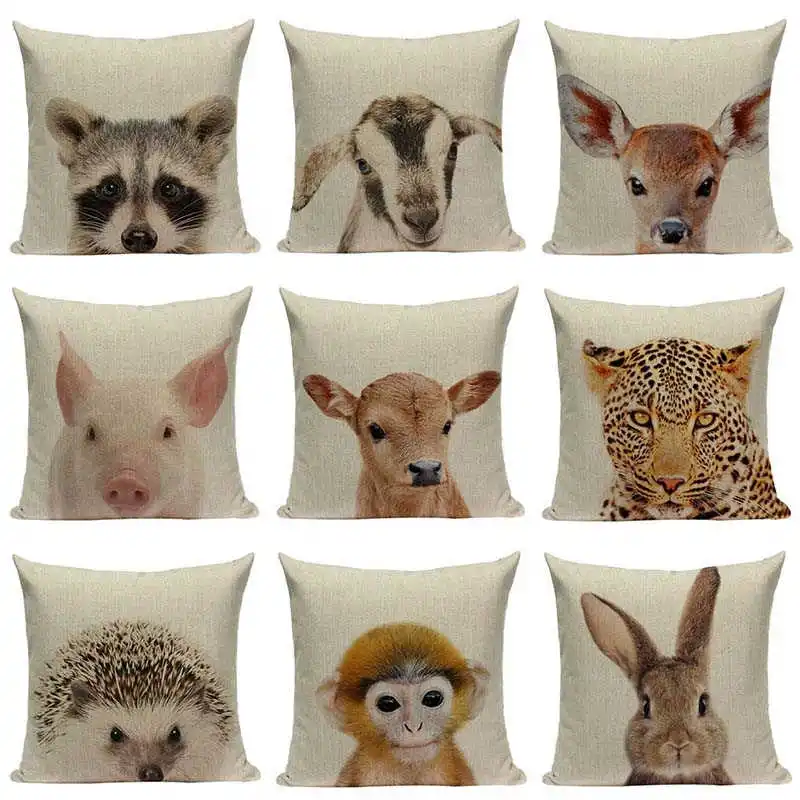 Подушка милая маленькая животное диван украшение для дома хлопок белье спальни