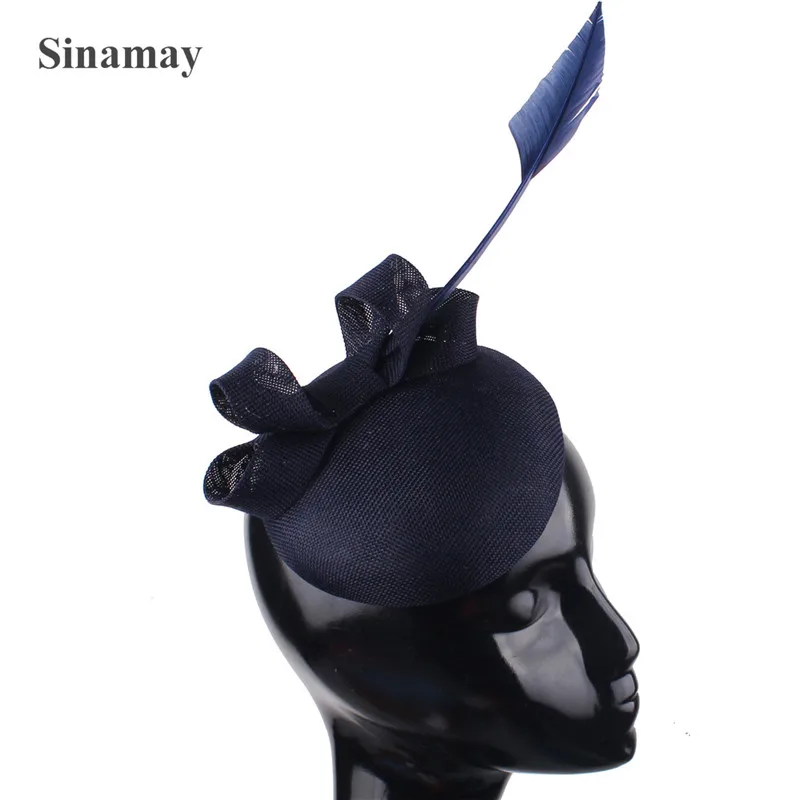 New Fashion Accessories Feather Pink Bow Millinery Hair Fascinators Wedding Hat Bridal Married Church Fedora Lady Pillbox Caps |