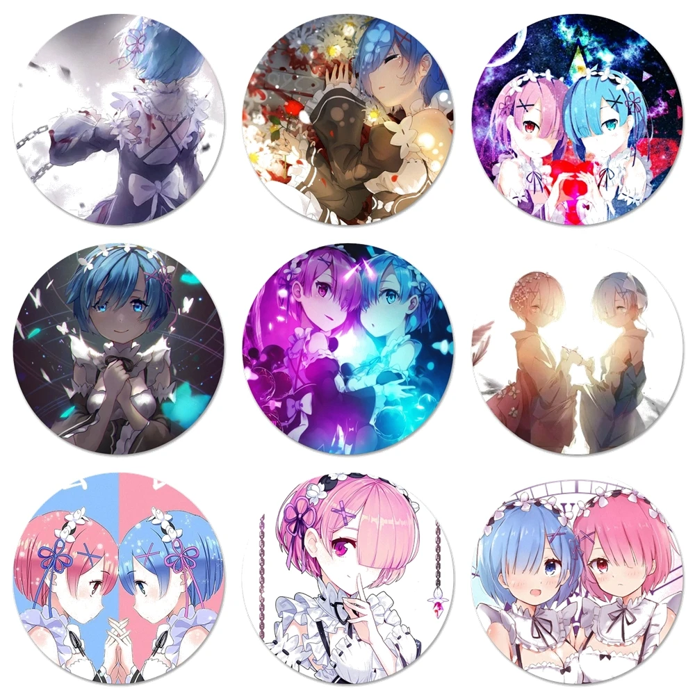 Rem and Ram Re Zero Icons Pins Badge Decoration Brooches Metal Badges For Backpack Decoration