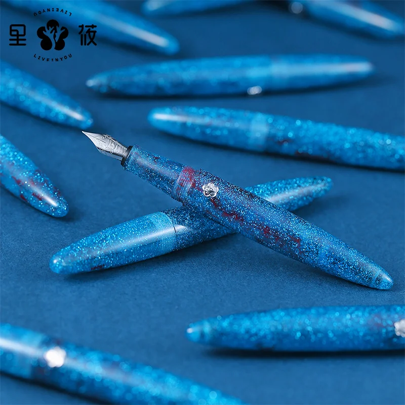 Live In You/LIY перьевая ручка из смолы с блестками Синий Galaxy фиолетовый Прованс