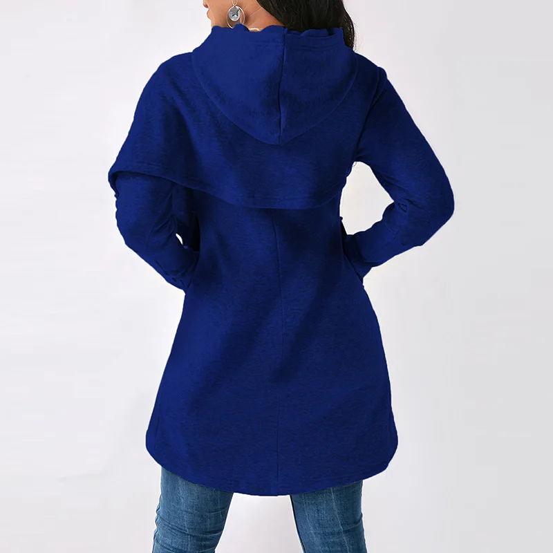 

Hot Women Irregular Hooded Hoodies Long Sleeve Sweatshirt Solid Pocket Pullover Tops K2