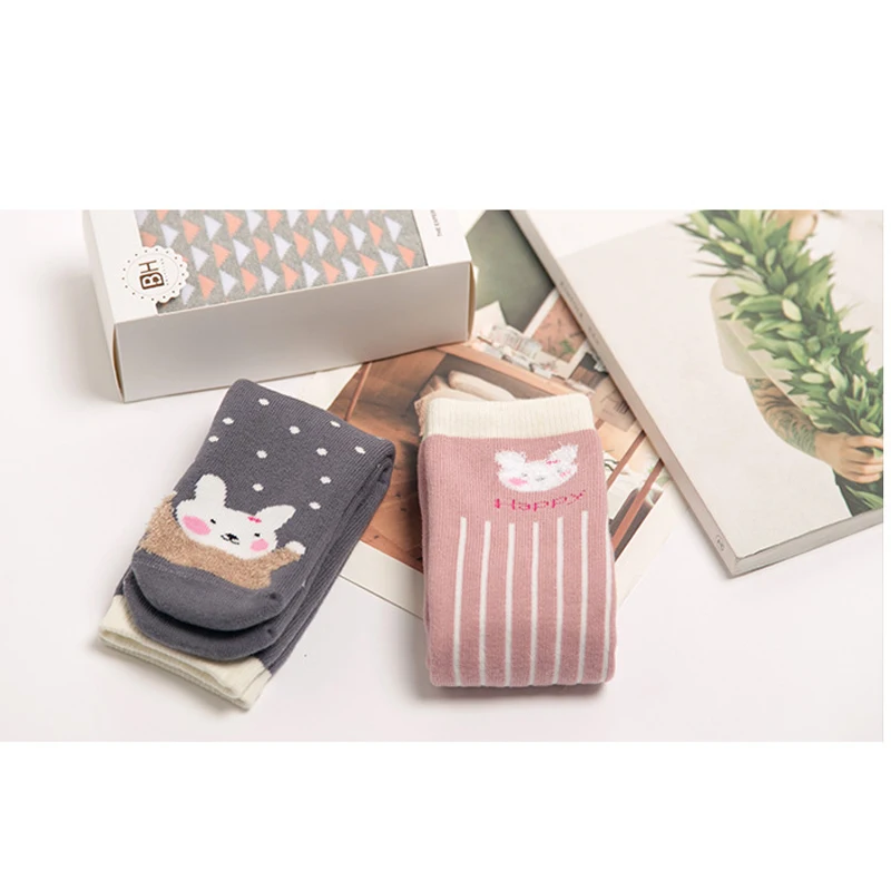 Розовый серый кролик зимние толстые Хлопковые женские реальные новогодние