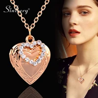 sinleery gold color photo frame open heart locket stainless steel pendant necklace for women anniversary jewelry gifts zd1 ssp