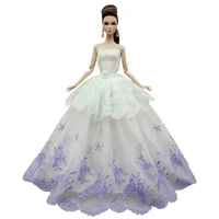 11 5 doll clothes white green purple floral princess dress for barbie clothes off shoulder wedding gown 16 dolls accessories