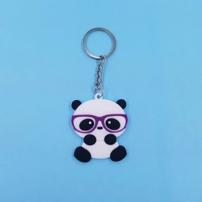 KC221 Силиконовый Забавный милый животное панда из мультфильма Expression брелок женский автомобиль кольцо для ключей на рюкзак школьная сумка Подвеска для девочек KC220 - Цвет: KC221