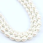 Жемчужные бусины с натуральным капельным белым корпусом для самостоятельного изготовления ювелирных изделий женские серьги-браслет 15 дюймов 8x11 мм 6x9 мм