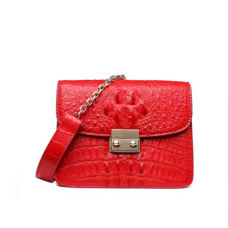 

SL new crocodile learther women bag small thai messenger bag single shoulder bag chain Women flap women chain bag