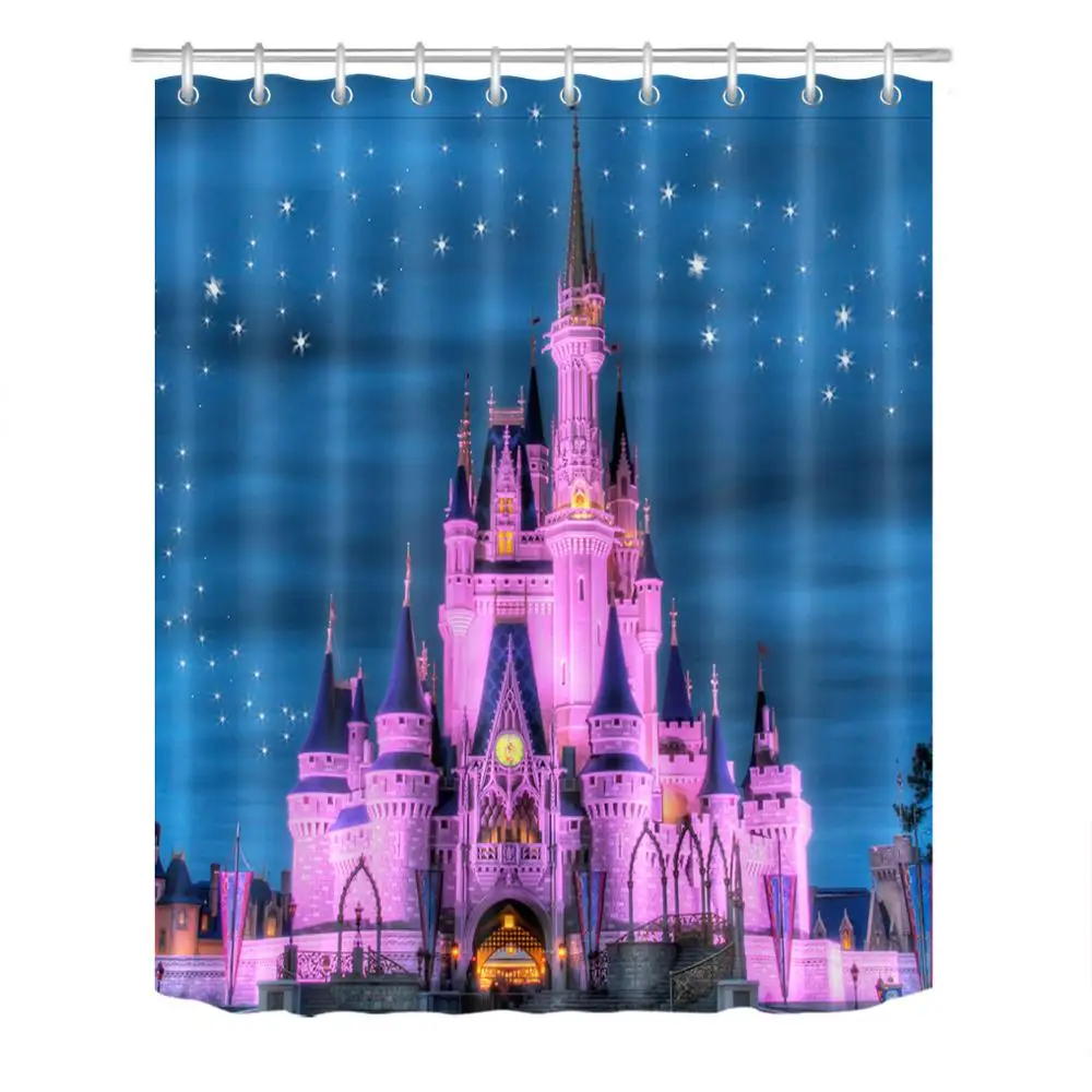 Сказочная занавеска для душа с героями мультфильмов водонепроницаемая из