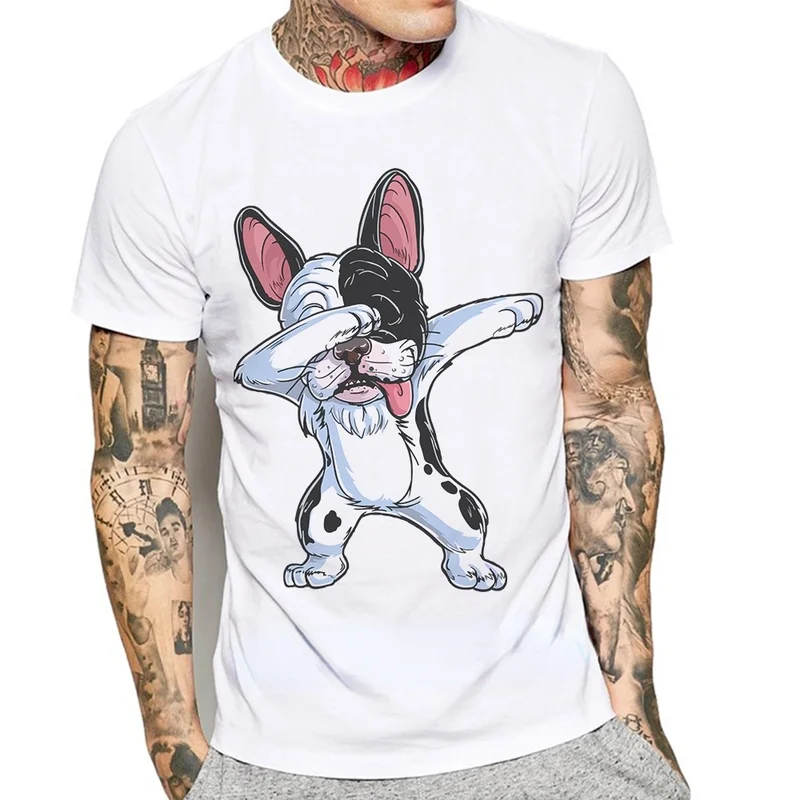

Новейшая Мужская футболка с забавным принтом собаки, французского бульдога, модная мужская футболка с коротким рукавом, основные рубашки т...