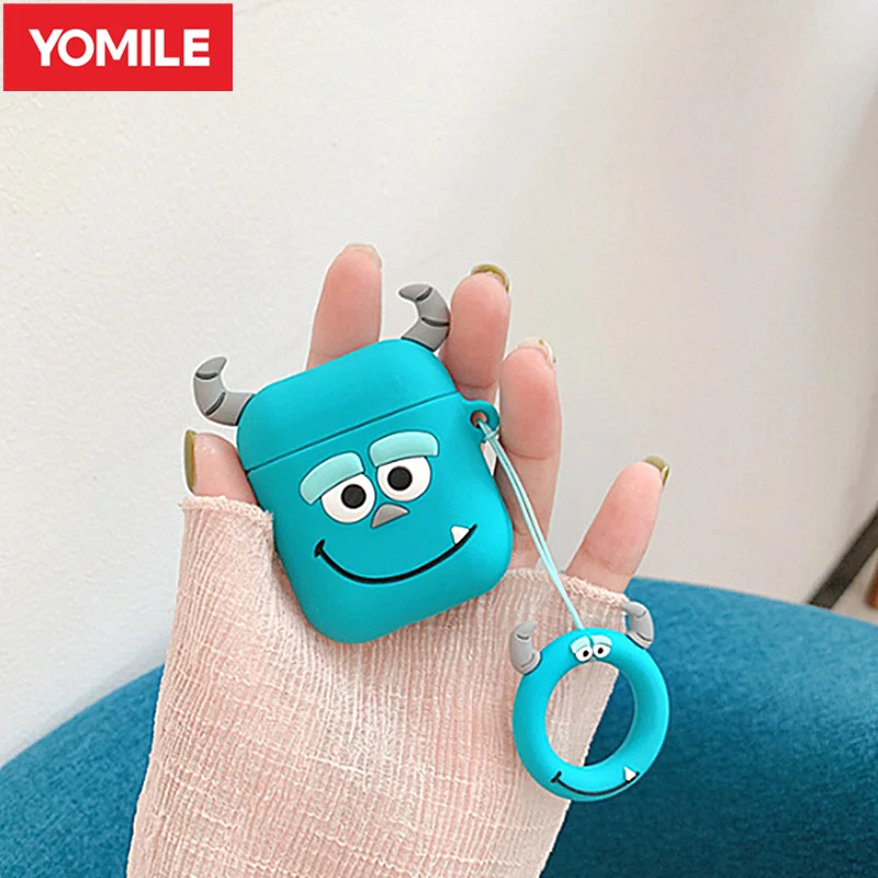 Чехол для наушников с 3D милым мультяшным рисунком Moster для Apple AirPods 2, розовый чехол, мягкий силиконовый чехол, аксессуары Airpods2, Fundas, брелок для ключей