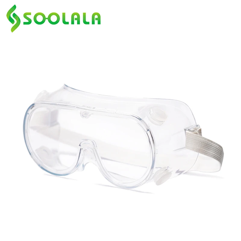 

SOOLALA Anti Fog Safety Goggles Adjustable Anti-Splash Anti-Pollen Dust-Proof Wind-Proof Lab Eyewear Bike Cycling Safety Glasses