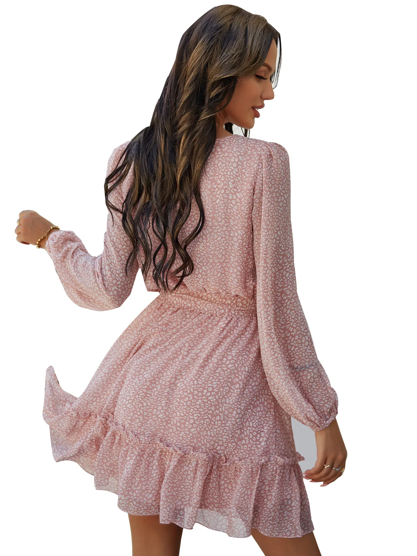 

2021 Women's Mini Dress Summer Round Neck Short Sleeve Floral Printed Dress Ladies Elegant Dress Hs133