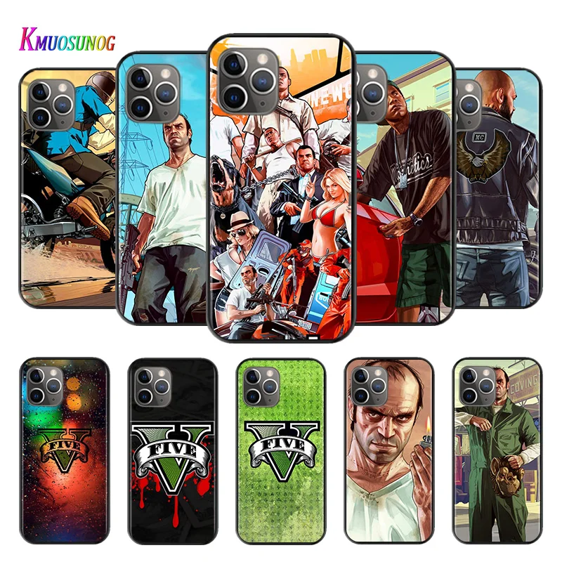 

Grand Theft AutoV Game For Apple iPhone 12 11 XS Pro Max Mini XR X 8 7 6 Plus 5 SE Black Phone Case