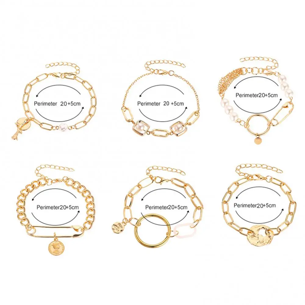 

Fashion Women Alloy Geometric Bracelets Thick Chain Retro Charm Jewelry Gift
