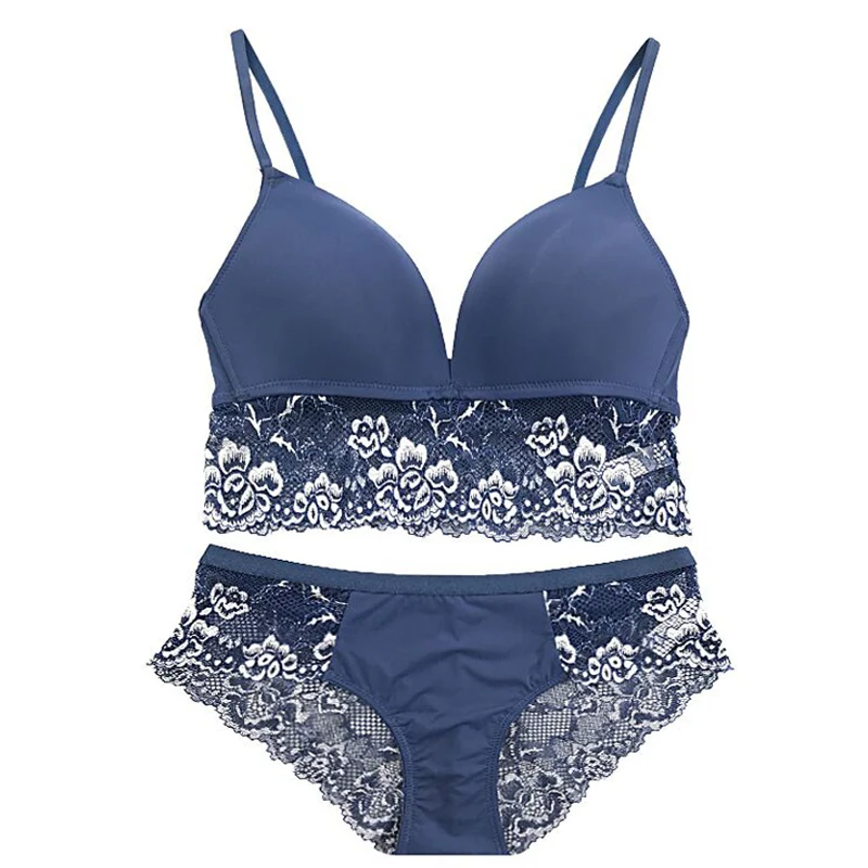 

Latest Lace-Free Steel Shoulder Straps Gather Bra Set Gather Women Comfortable Lingerie Set