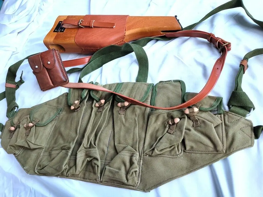 Tomwang201. Немецкая армейская кобура WW2 C96 MAUSER BROOMHANDLE и 56 нагрудных боеприпасов | Спорт