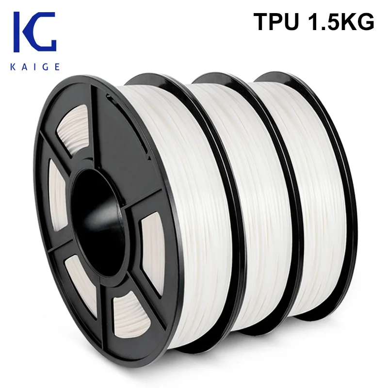 

KAIGE TPU 1.5KG 1.75MM 3D Printer Sublimation Filament Flexible Plastic Tolerance -/+0.02mm High Resilience DIY Case Material