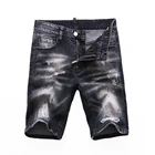 Мужские джинсовые шорты на молнии dsq, черные облегающие эластичные шорты с дырками, лето 2021