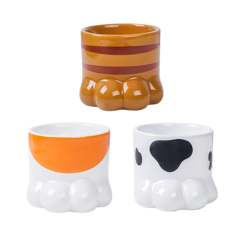 

Paw Pet Bowl Cute Cartoon Pet Feeder High-foot Single Mouth Skidproof Ceramic Dog Cat Food Bowls Pets Drinking Feeding Container