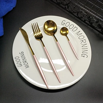 4pcs Горячая couverts de table столовые приборы из нержавеющей стали золотые столовые приборы вилка ложка нож giftbox набор servies - Color: 4pcs