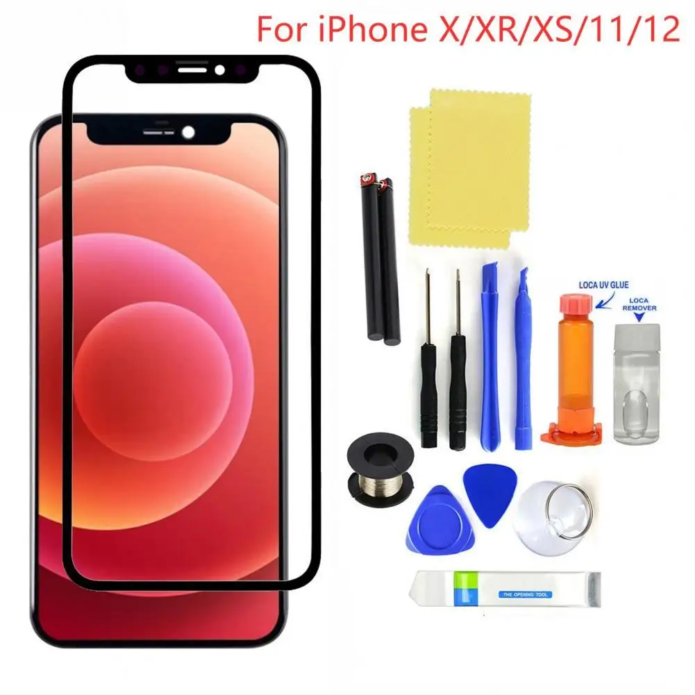 

Suitable for iPhone X XR XS XS MAX 11 12pro max front outer screen glass lens replacement part UV-LOCA glue tool kit