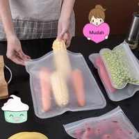 reusable silicone bag for fruits and vegetables kitchen accessories sealed bag food storage refrigerator zip lock
