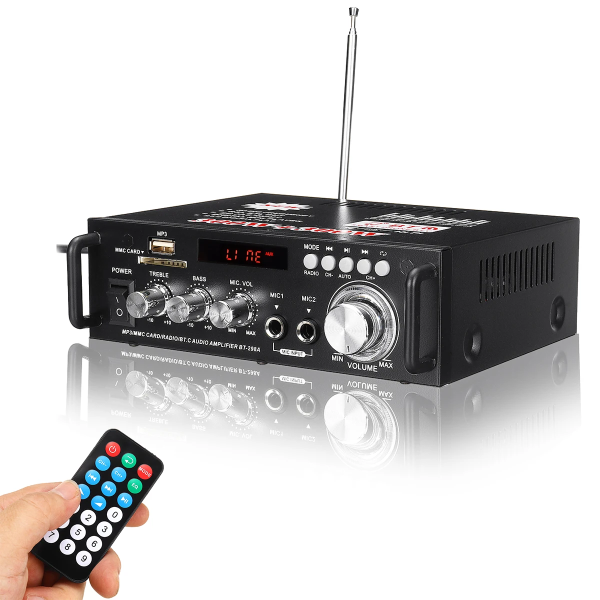 Усилитель аудиосигнала 300 Вт + Hi-Fi 2 канала 600 220 В аудиосистема мини-усилитель FM USB SD
