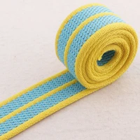 1 12 yellow blue striped webbing ribbon yellow edge bag purse straps totes belts tape bag handle for buckles rings strap38mm