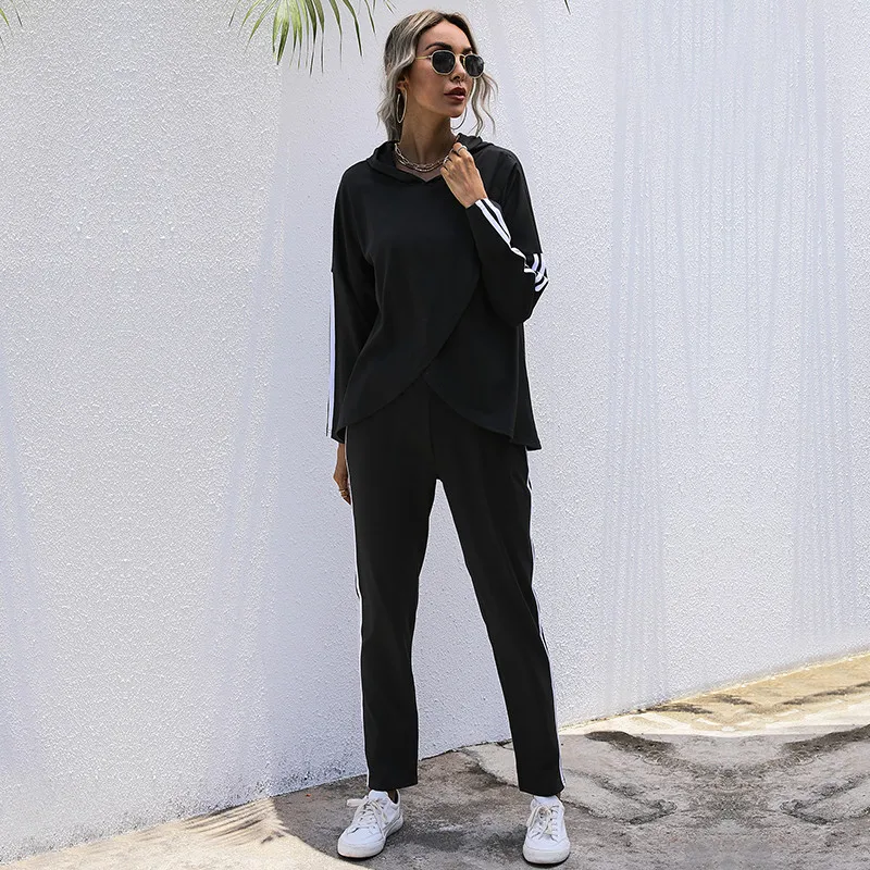 

2021 new fashion women's sports two-piece set spring autumn hoodies trouser suit female home clothing