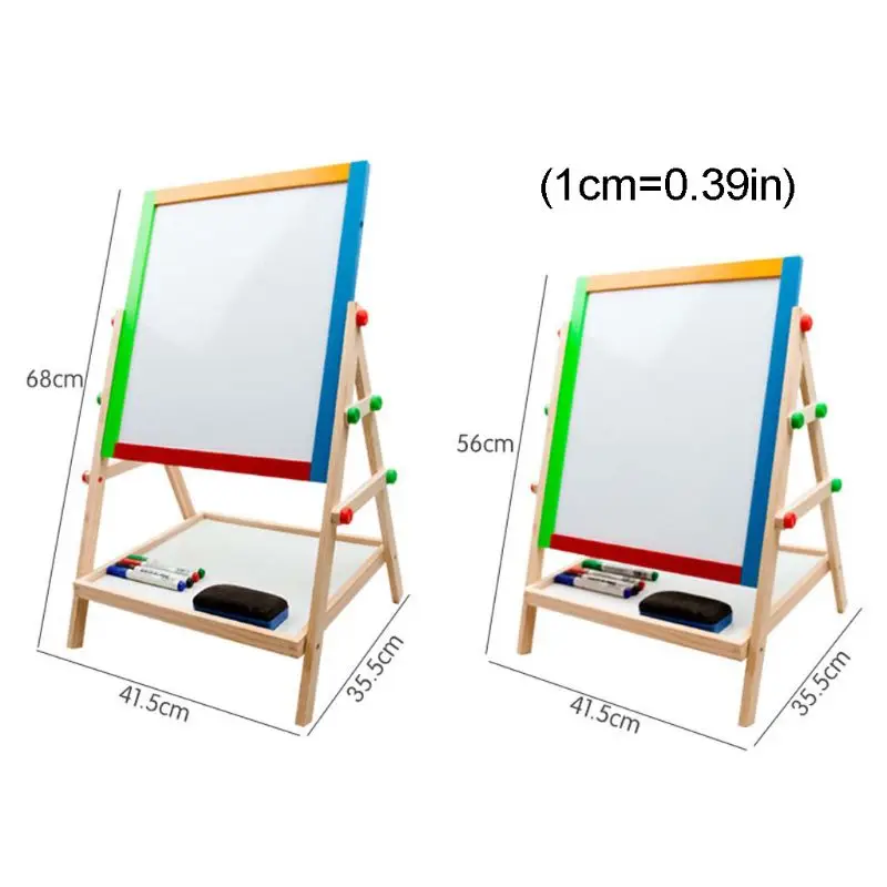 

Kid Wooden Art Easel Dual Sided Height Adjust Painting Blackboard for Toddlers