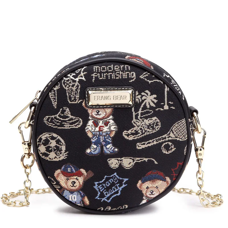 

Summer New Fashion Female Bag Popular Bags Canvas Shoulder Messenger Bag Small Round Bag Luxury Designer Purses and Handbags Gg