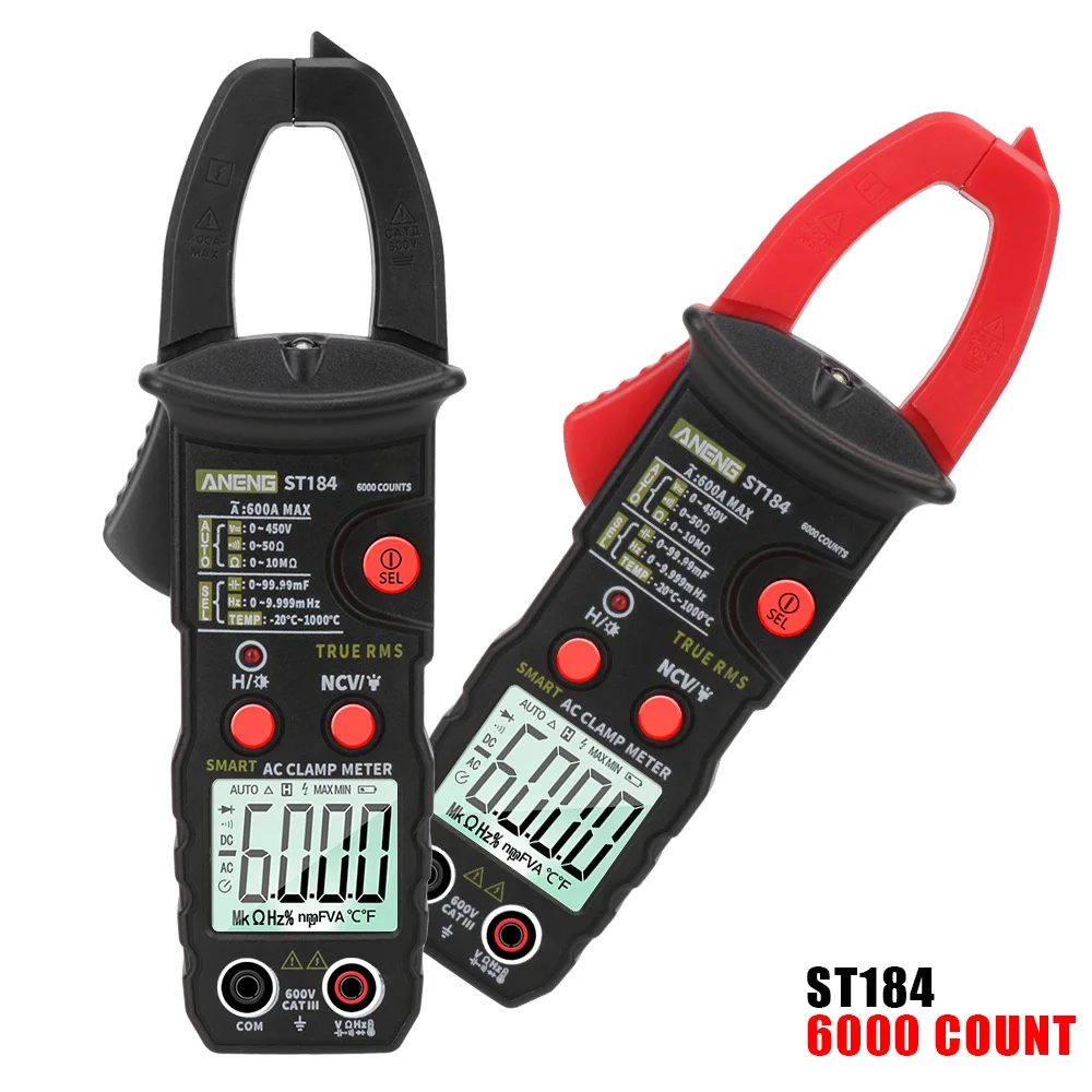 

AC/DC Voltage Tester Voltage Meter Ohm Hz Tester ST184 6000 Counts True RMS Professional Multimeter Digital Clamp Meter