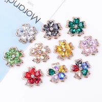 5 pcslot acryli ancient alloy rhinestone buttons flower round plate diamond buckle diy for shoes clothing hand made material