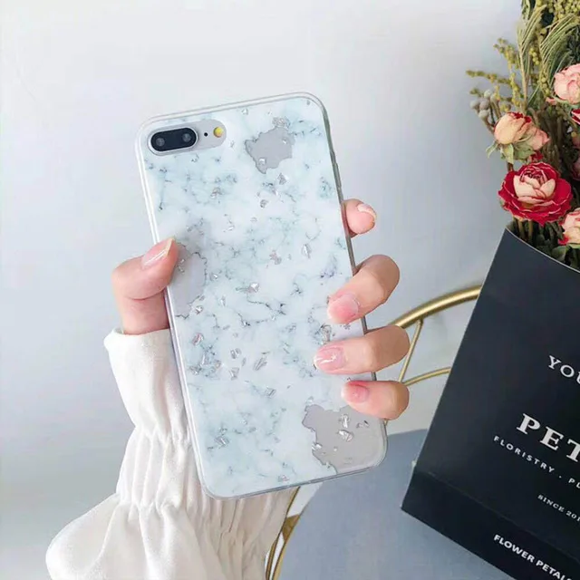 White Green Роскошный Золотой фольга геометрический мрамор чехол для телефона для iPhone 11 Pro Max XR X XS Max 7 8 6 6s Plus Мягкий ТПУ чехол Блестящий Модный чехол - Цвет: White Green