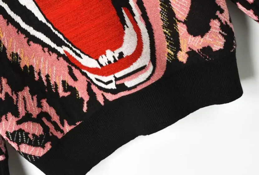 

Europe Big mouth tiger print Sweater Women 2020 Autumn winter Knitted jacquard pullover female wram Sweater Tops p2037
