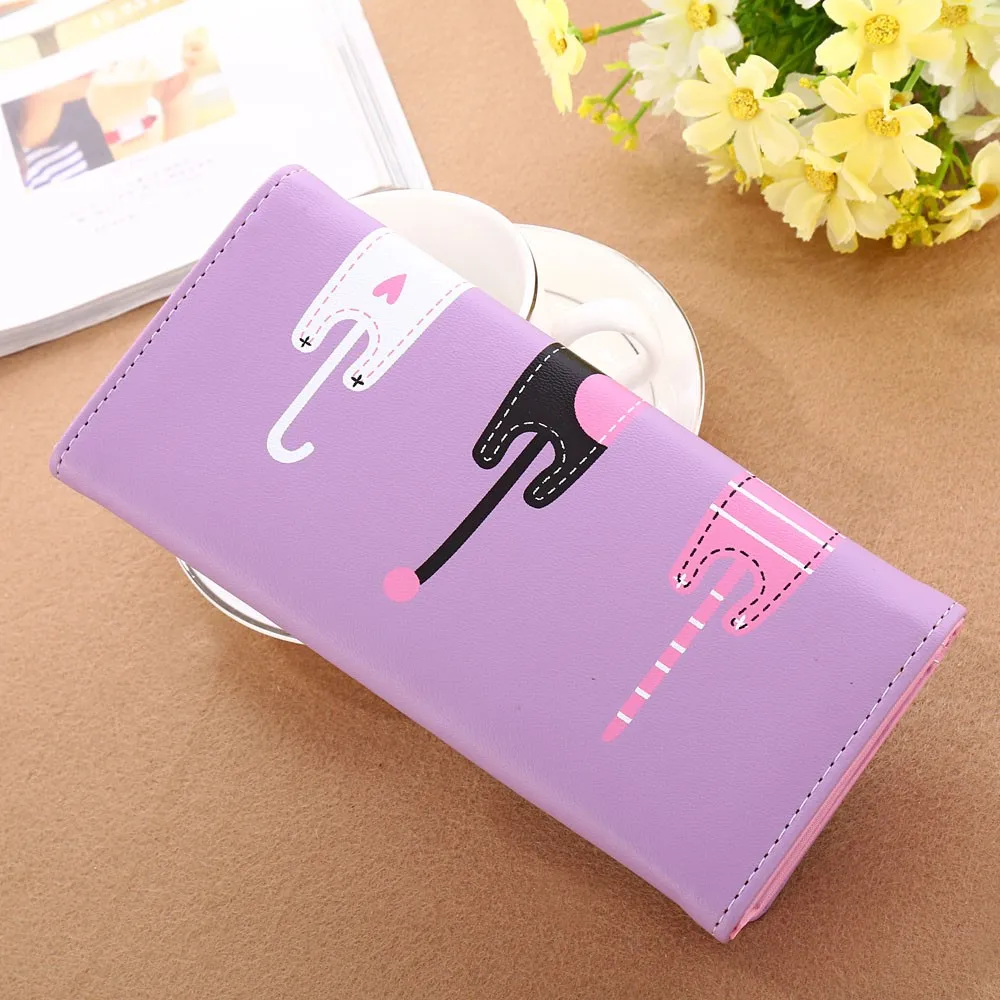 Aelicy кошка мультфильм женские кошельки длинный стиль многофункциональный