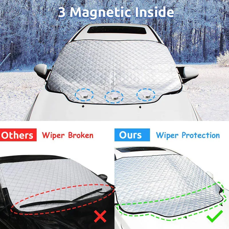 

Car Windshield Snow Cover Anti Ice Frost Auto Protector Front Windscreen Protection Winter Automobiles Waterproof Cover Outdoor