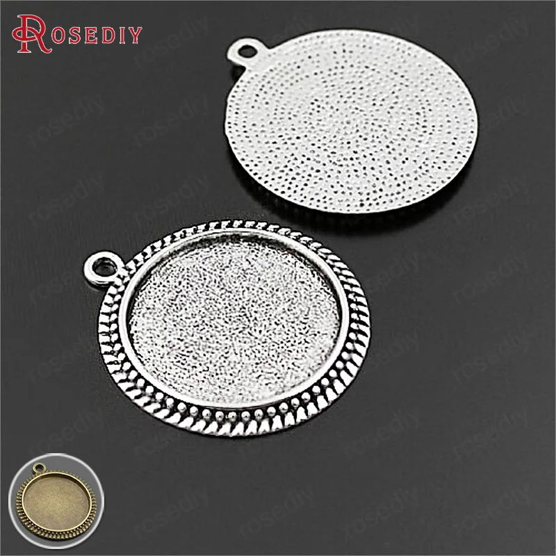 

(29003)10PCS Inside 16MM 25MM 30MM Zinc Alloy Round Base Trays Bezels Cabochon Beads Cameo Settings Diy Jewelry Accessories