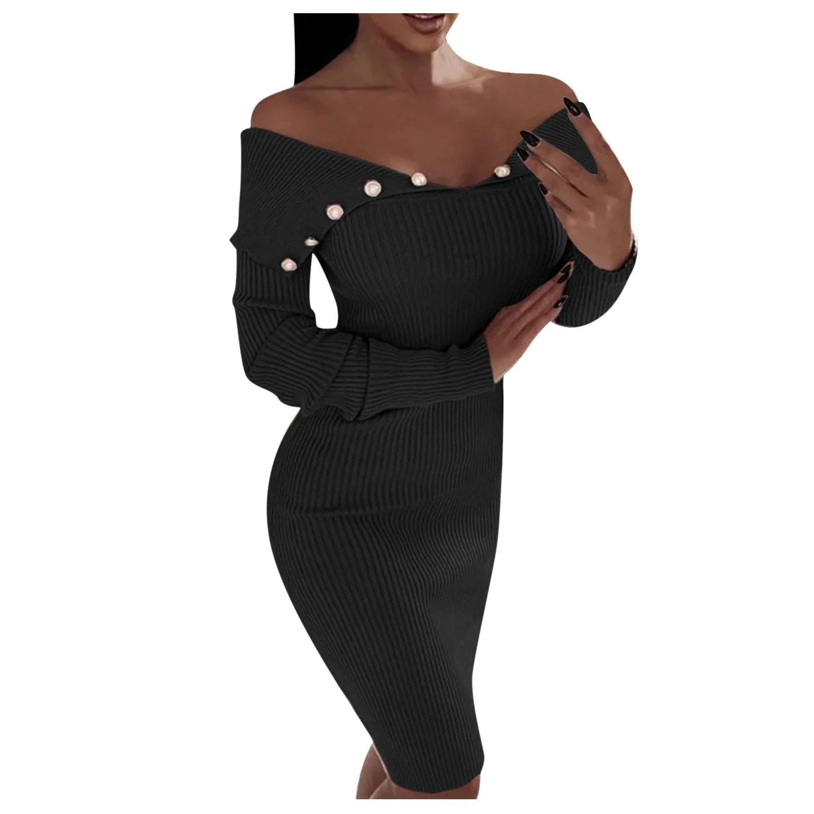 

Solid Knit Dress Zipper V-neck Sexy Dresses For Women 2021 Cold Shoulder Long Sleeve Mini Slim Bodycon Dress Vestidos Elegantes