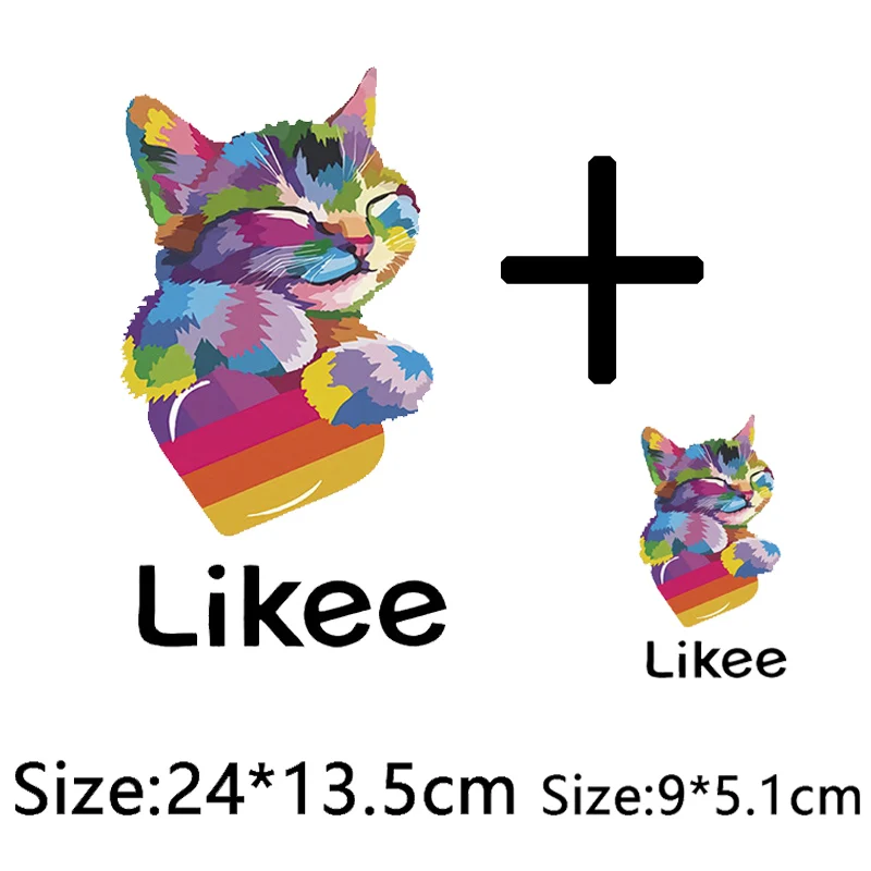 Likee Cat термо-Стикеры для одежды Iron On Transfer значки патчи Мультяшные Переводные