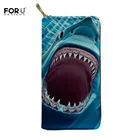 Женский кошелек FORUDESIGNS, многофункциональный удобный кошелек для монет, Сумочка для телефона с 3D рисунком белых Акулий и зубов, дамские кредитные ранцы