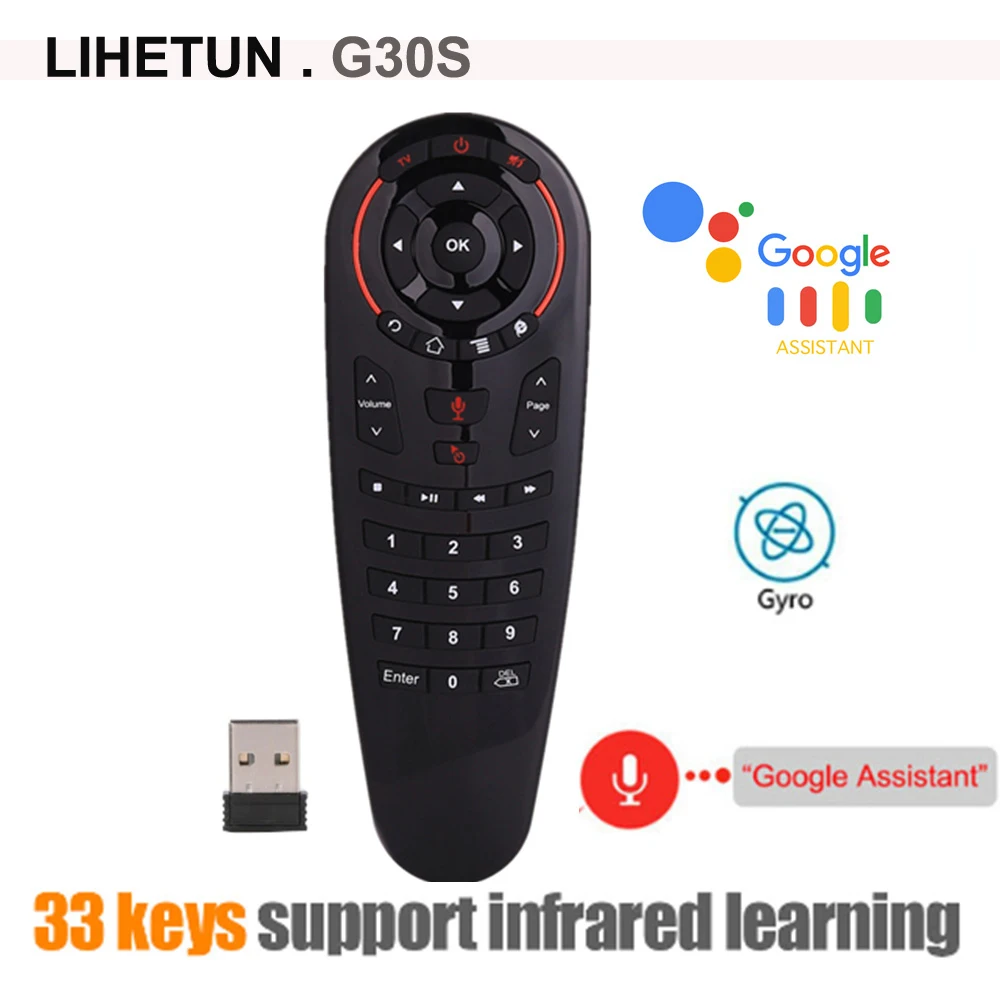 

G30 G30S Google Voice Remote control Air Mouse 2.4G Wireless 33 keys IR learning Gyro Sensing Game remote for android tv box