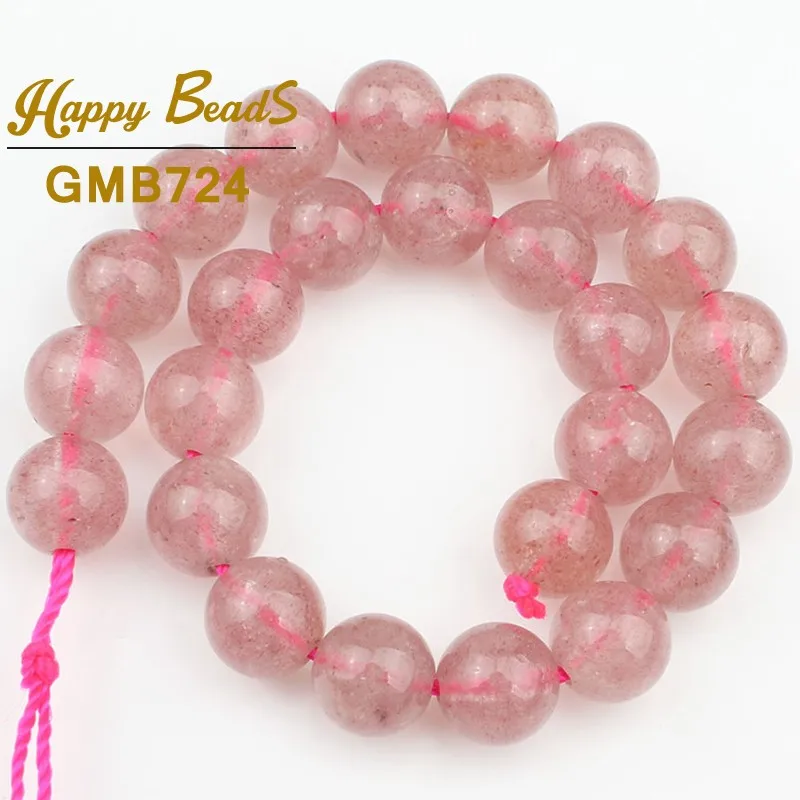 Natural Strawberry Quartzs Gem Crystal Beads Loose Spacer Round Beads For Jewelry Making 6 8 10MM 7.5” Diy Accessories Bracelets