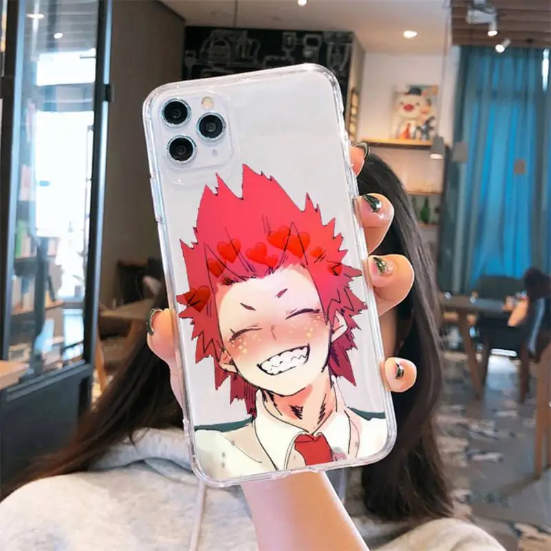 

My Hero Academia kirishima Anime Phone Case Transparent for iPhone 6 7 8 11 12 s mini pro X XS XR MAX Plus cover funda shell