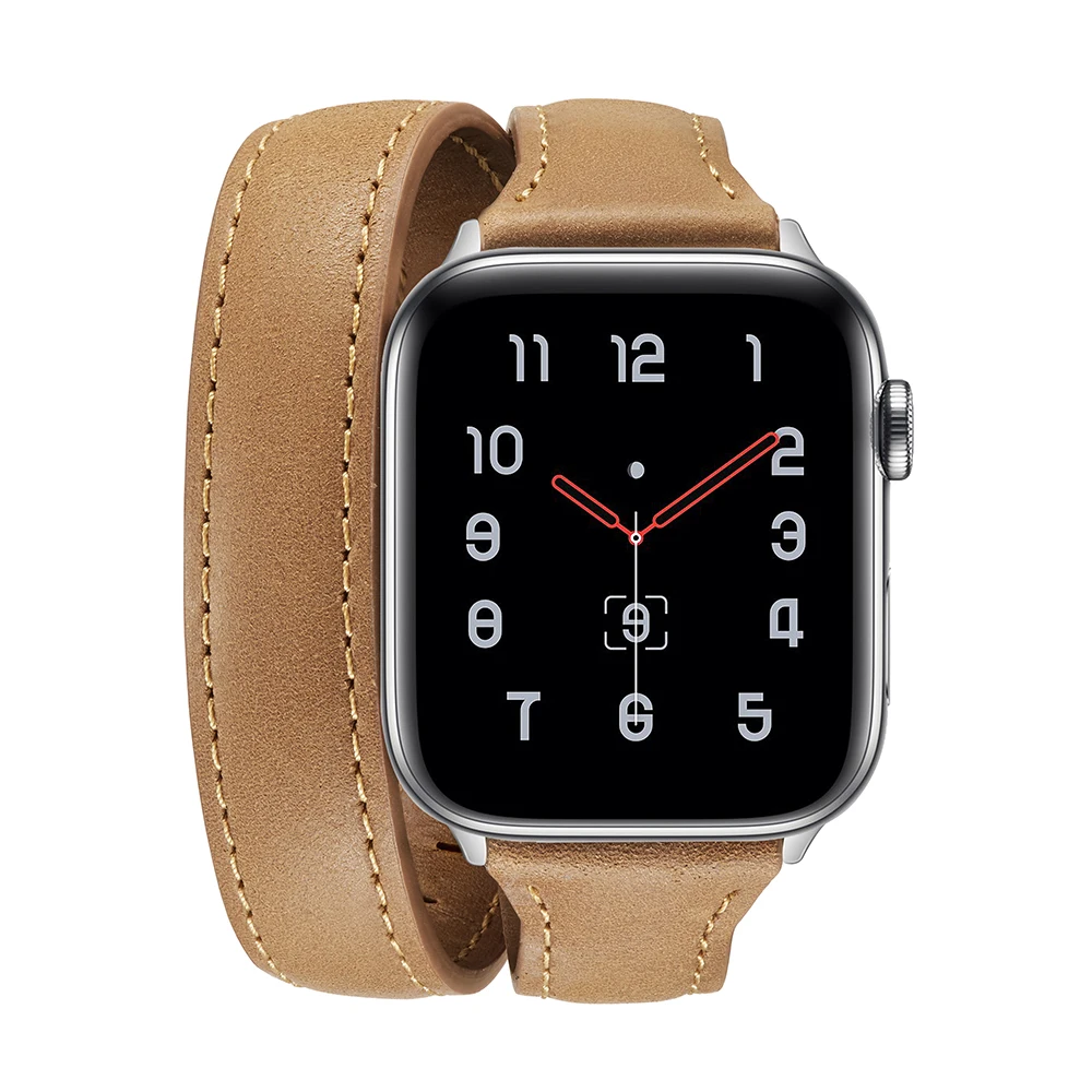 Двойной круглый ремешок для Apple Watch SE Band Series 6 5 4 3 2 тонкий браслет из натуральной