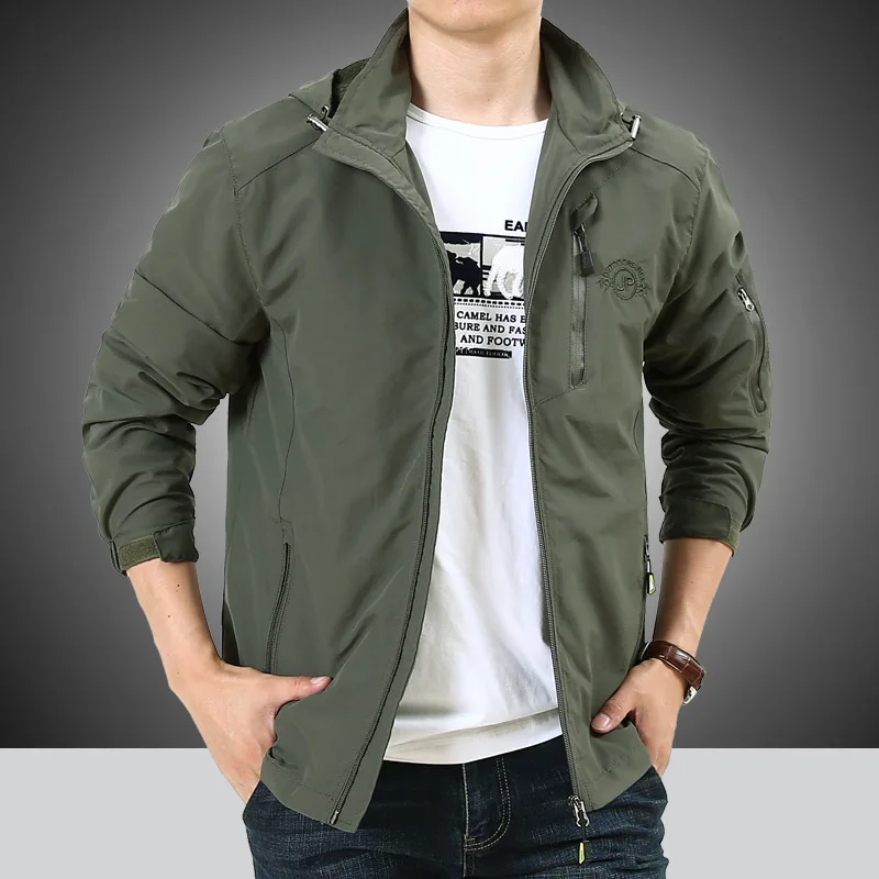 Мужская ветровка военная куртка приталенная мужская повседневная