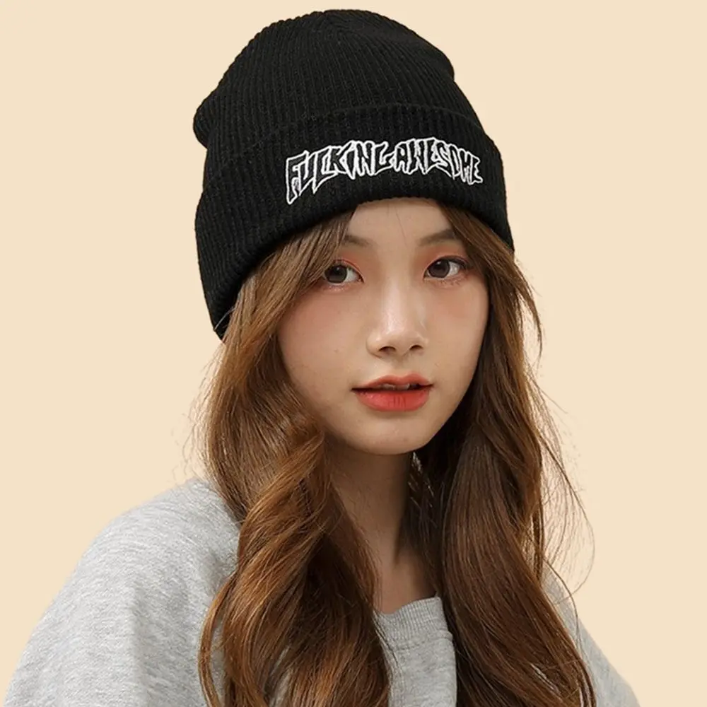 

Autumn And Winter Thin Knitting Letter Embroidery Woolen Hat European And American Fashion Sweet And Cute Hat
