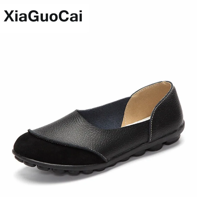 Women's Loafers Spring Autumn Gommino Genuine Leather Female Casual Shoes Flats Breathable Slip-On Doug Shoes Big Size 35-43