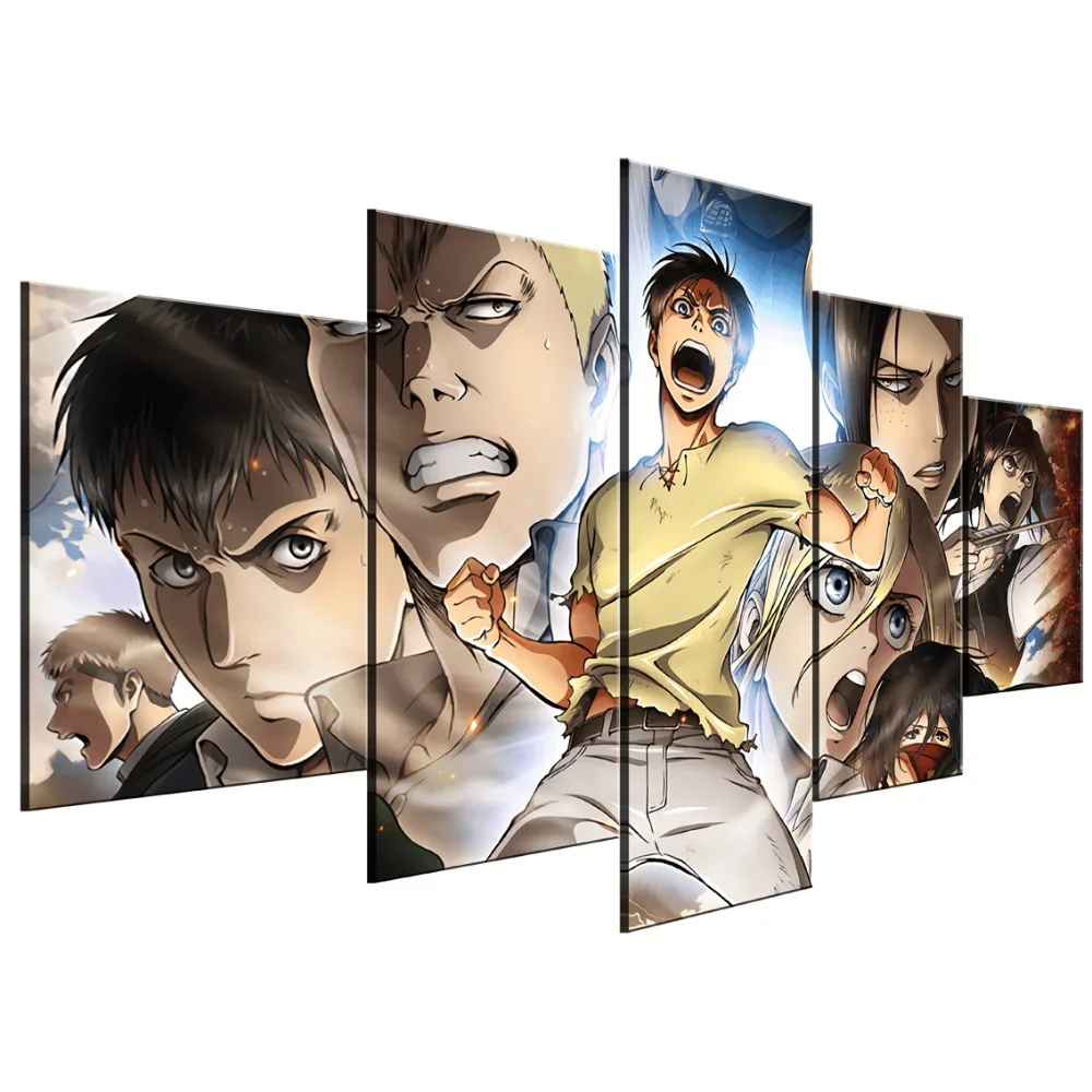 

Frame 5 Piece Canvas Art Attack on Titan Anime Cuadros Decoracion Paintings on Canvas Wall Art for Home Decorations Wall Decor