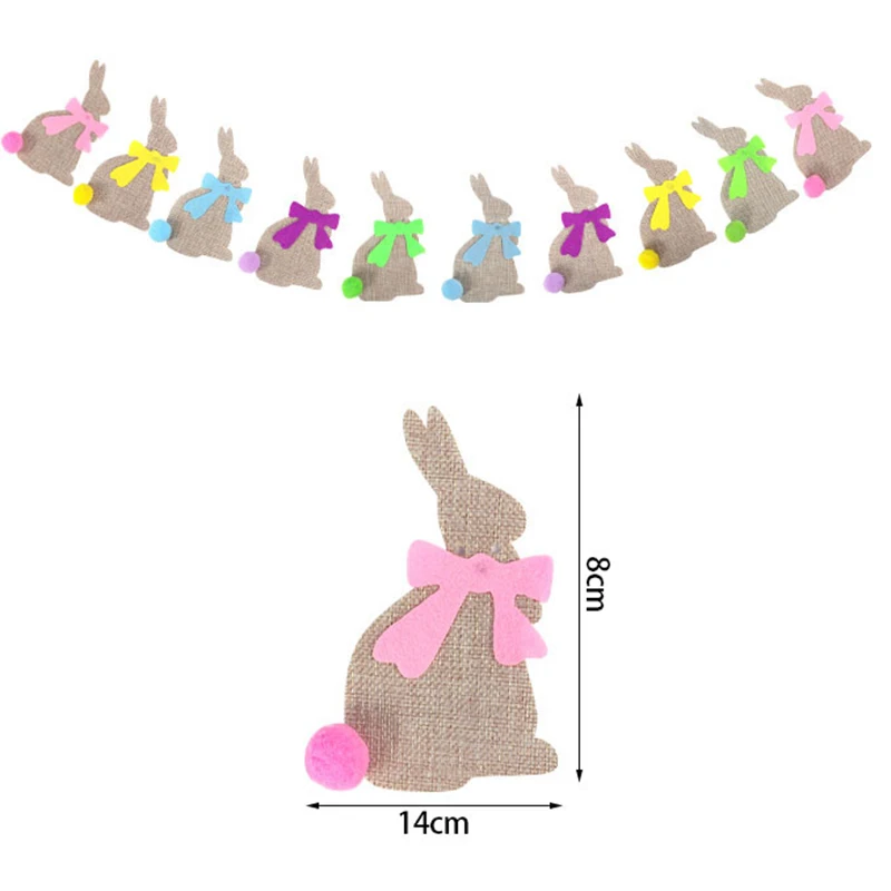 

Cute Bunny Rabbit Banner Pennant Garland Baby Shower Kids Birthday Party Bunting Flag Easter Festival Party Home Decoration